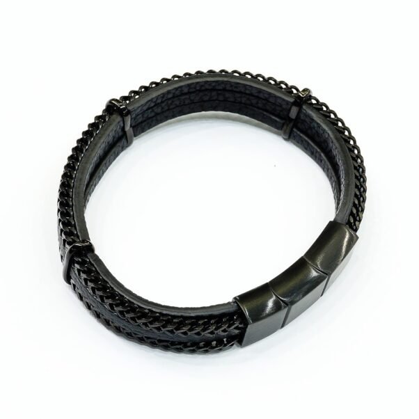 Pulsera Lotus Style | Cordón Trenzado Negro y Acero