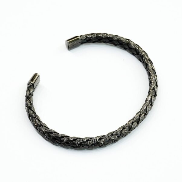 Pulsera Lotus Style | Rígida Trenzada en Acero IP Black