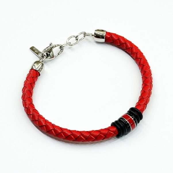 Pulsera Lotus Style | Cuero Rojo Trenzado